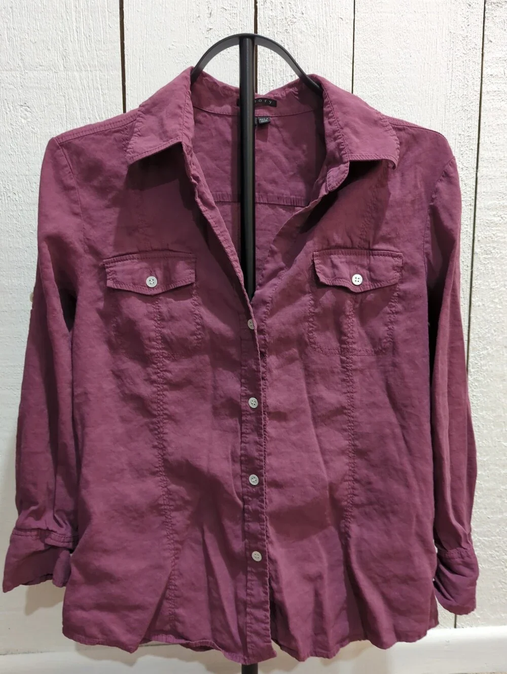 Theory Purple Long Sleeved Shirt Size L